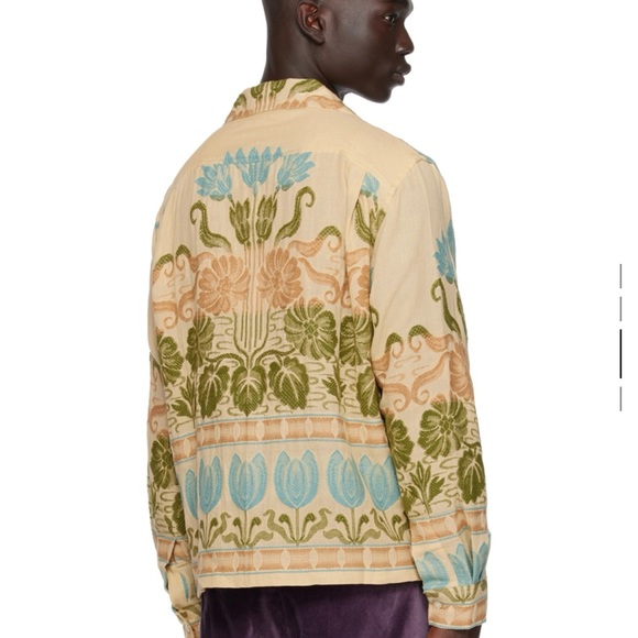 BNWT BODE Men’s Beige Tulipa Shirt with Indian Embroidery Size Large - Picture 4 of 15